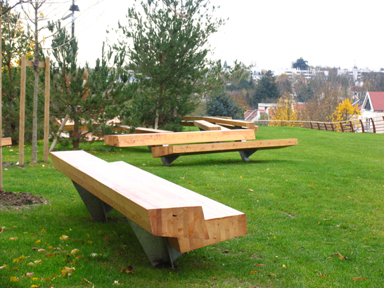 Trapecio Bench, Landscape Forms, Bench, public space