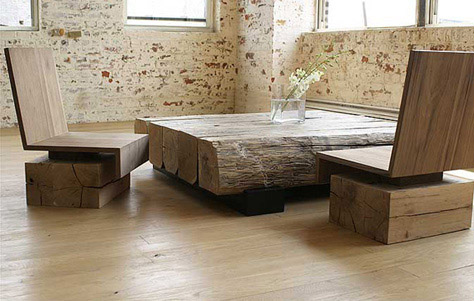 Upcycled Beams To Hold Your Coffee Mug; The Raft Table by Andre Joyau