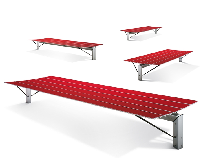 All+ Anodized Aluminum Bench with Red Laminate Finish