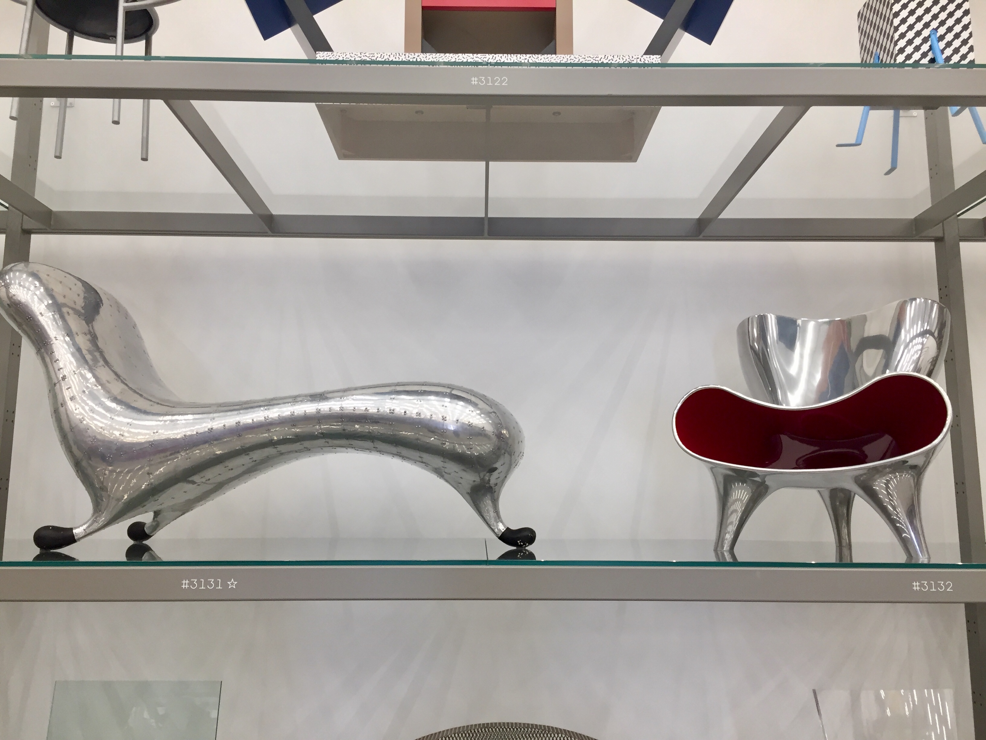 silver metal futuristic designer chairs at Vitra Design Museum