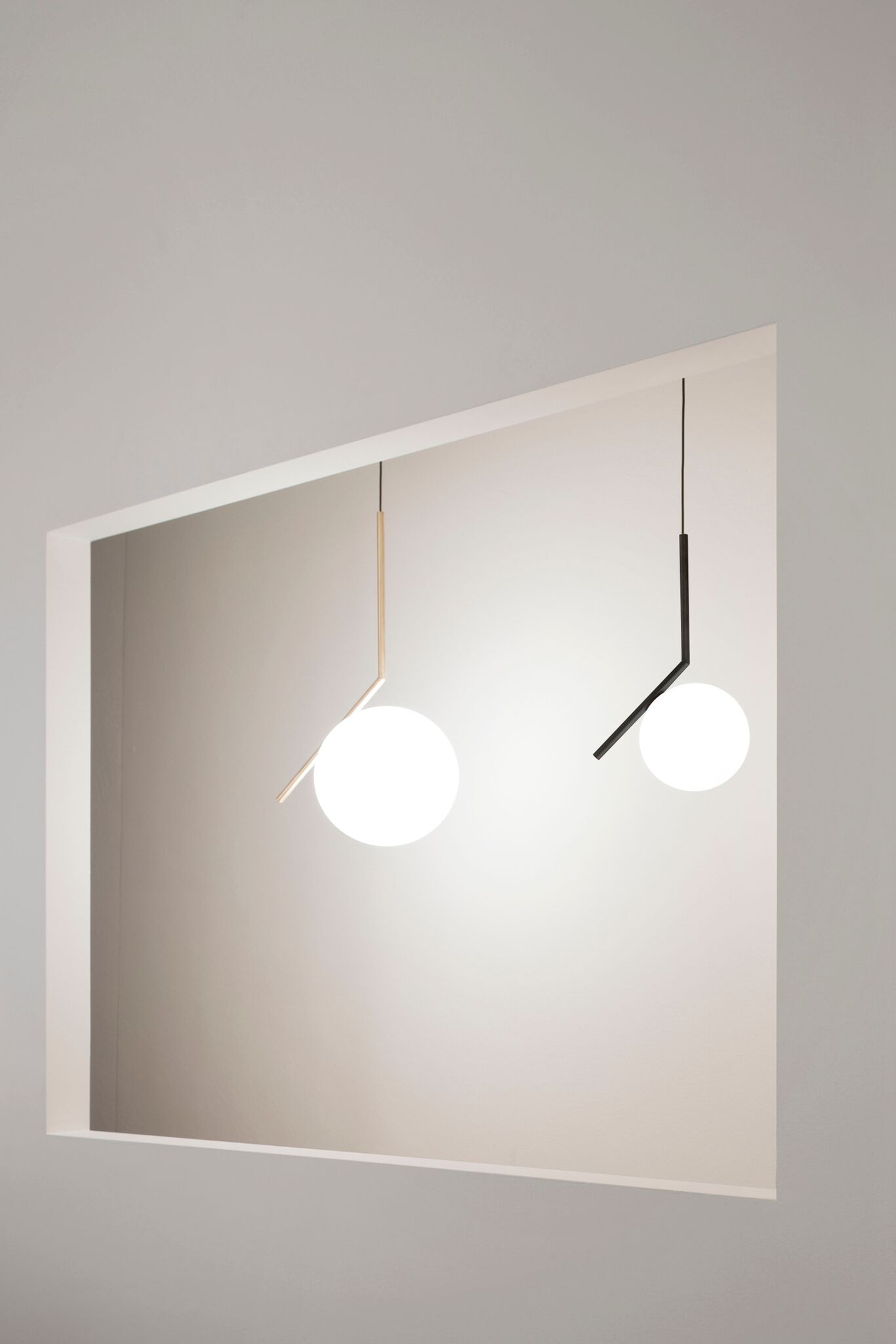 Two Flos IC Lights Ceiling black and brass finish