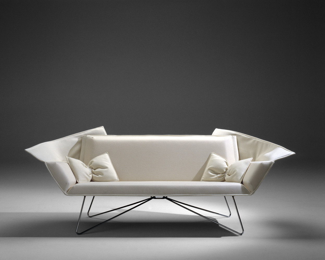 sculptural sofa resembles folded origami