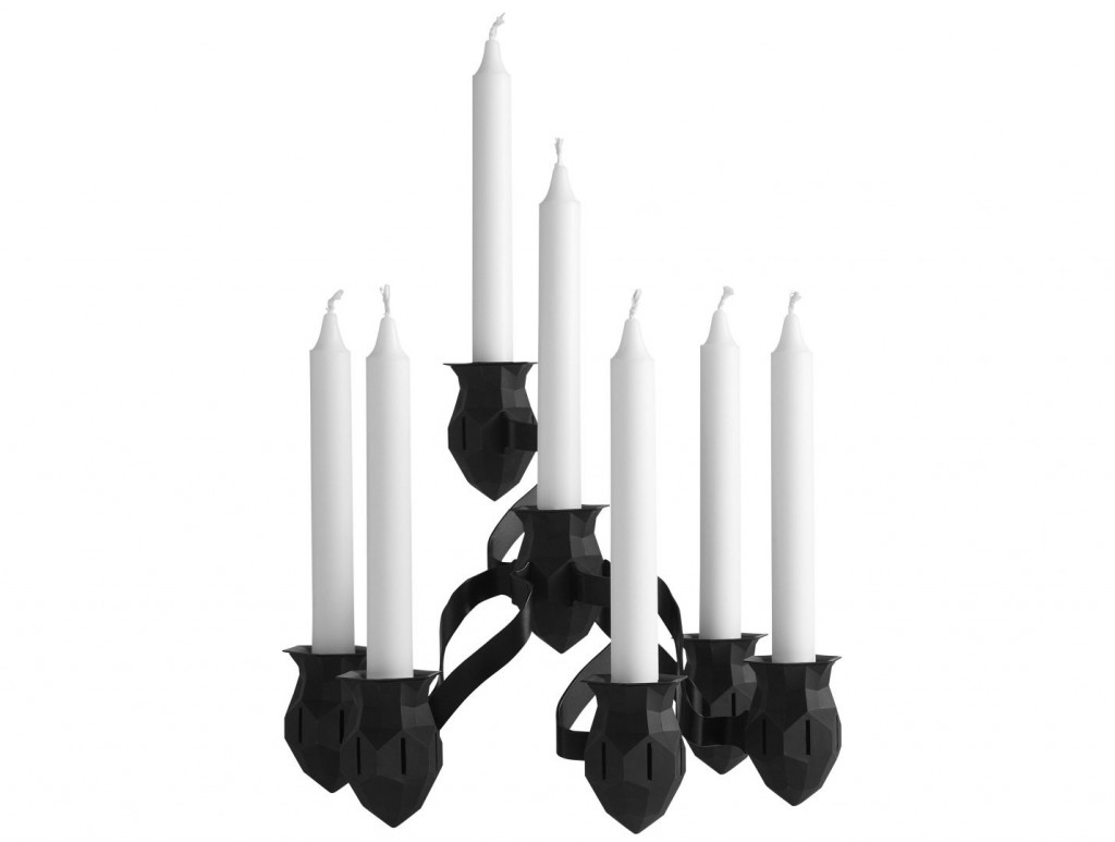 black modern candlestick with six candle cups