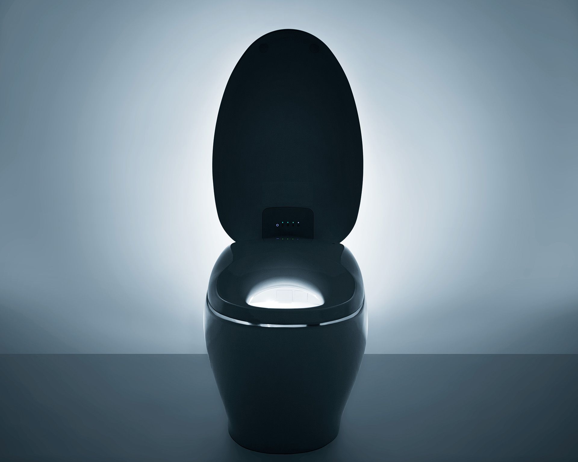 open toilet with integrated night light