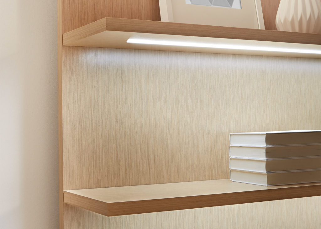 National Office Furniture Tessera Casegoods shelf detail with LED light