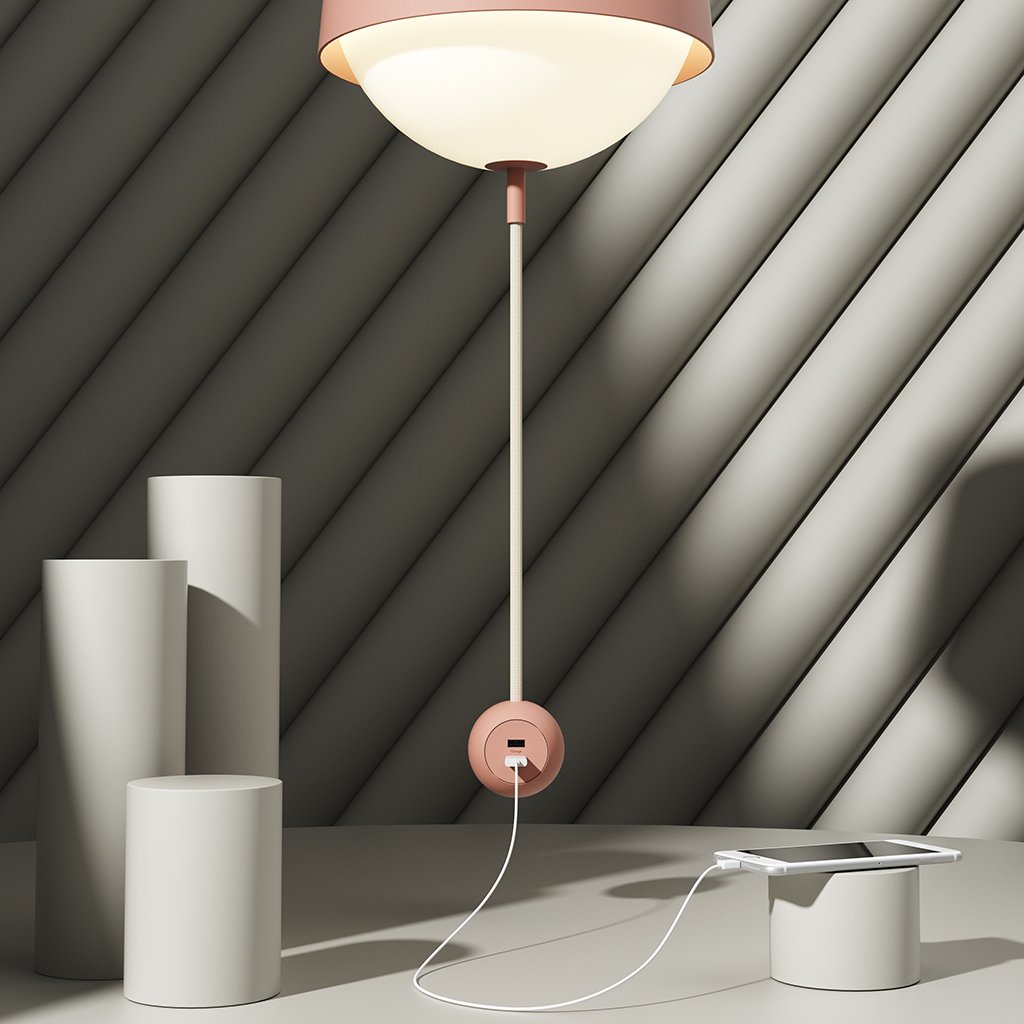 Most Modest Atlas Pendant peach with dual USB cord feature