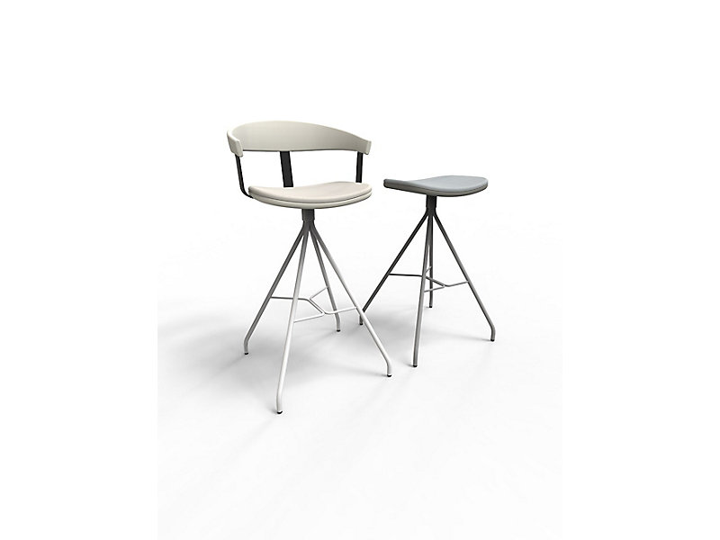 HBF Essens Stool two stools white and gray one with backrest one without 