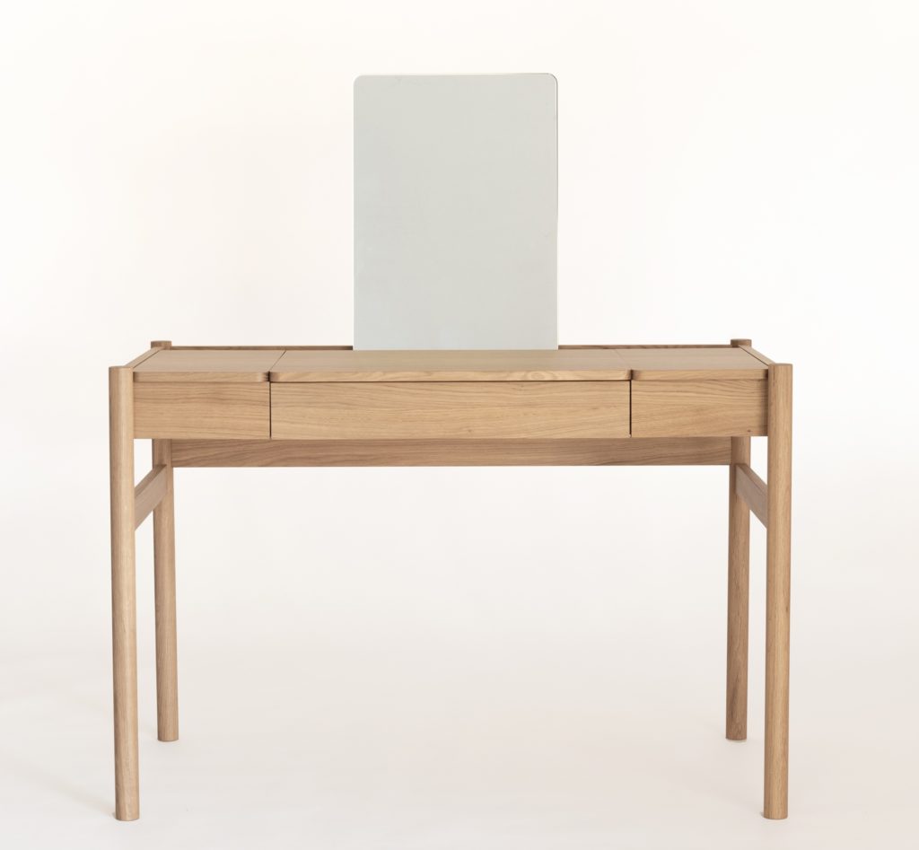 Case Furniture Pala Table with mirror; compartments closed and nothing on desk 