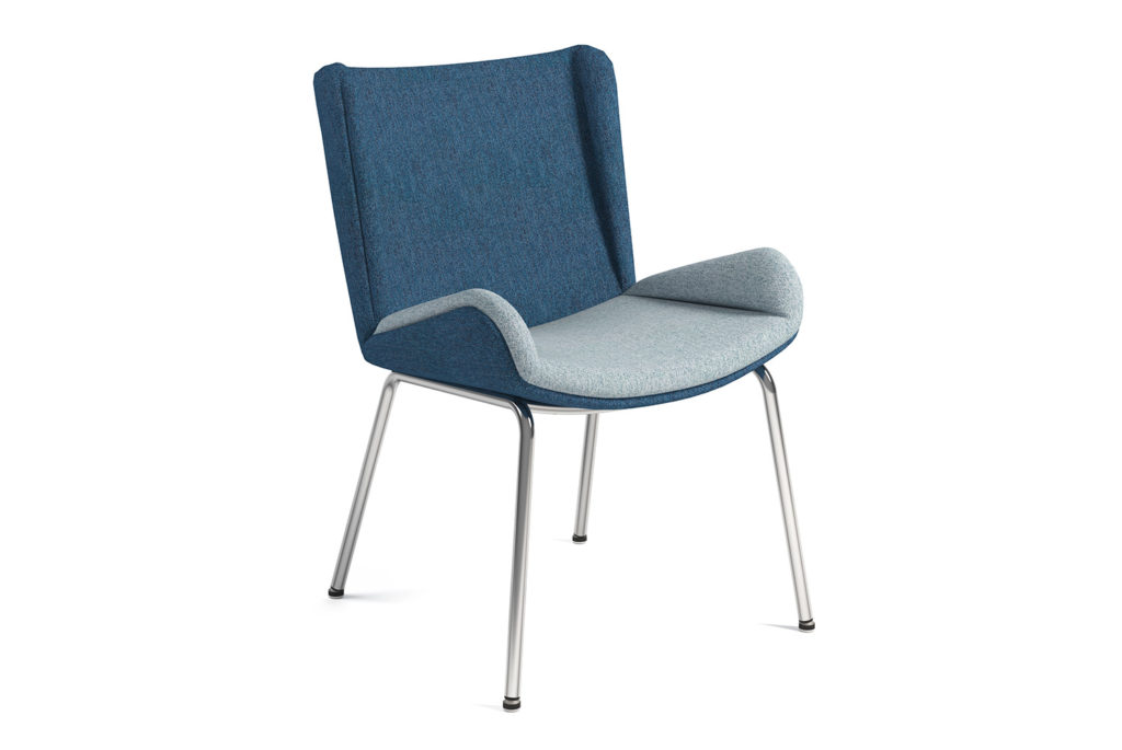 ERG International's Albury Lounge low-back with prong base and two tone blue and light blue upholstery