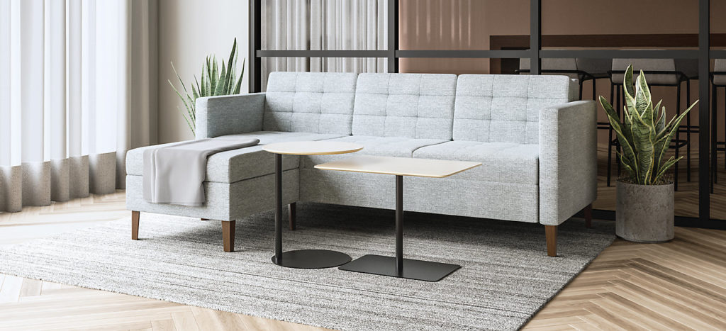 Ciji Seating light gray sofa style with attached divan in workplace setting