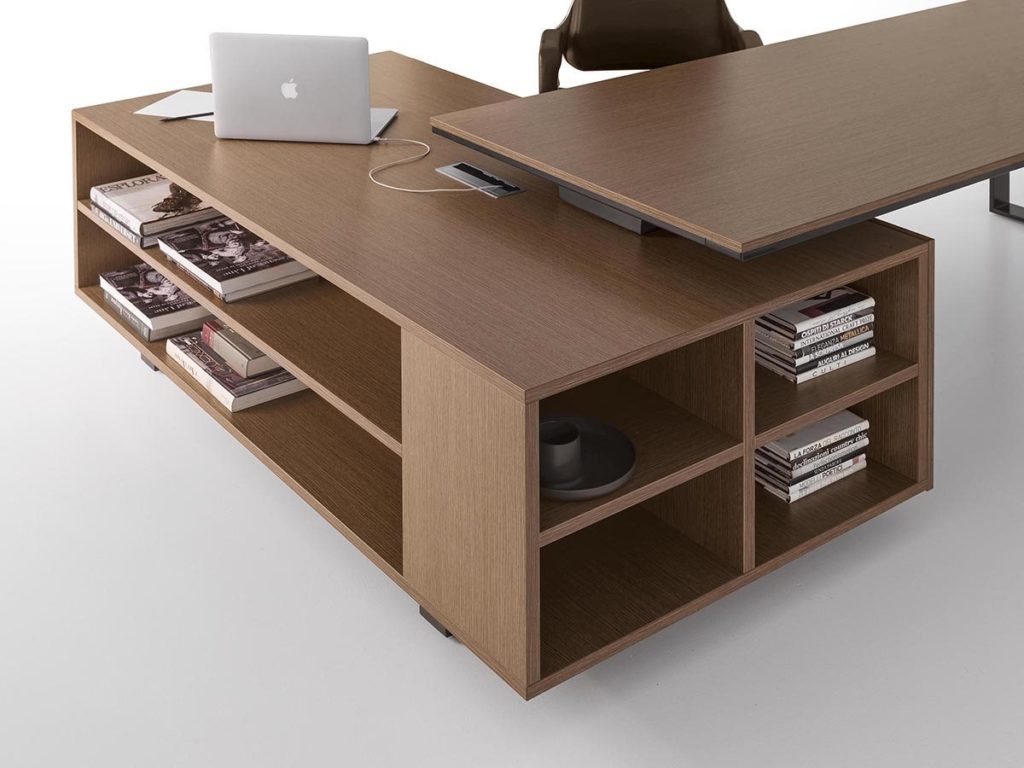 DVO Executive Office Planeta storage and worktop in medium-toned wood veneer 