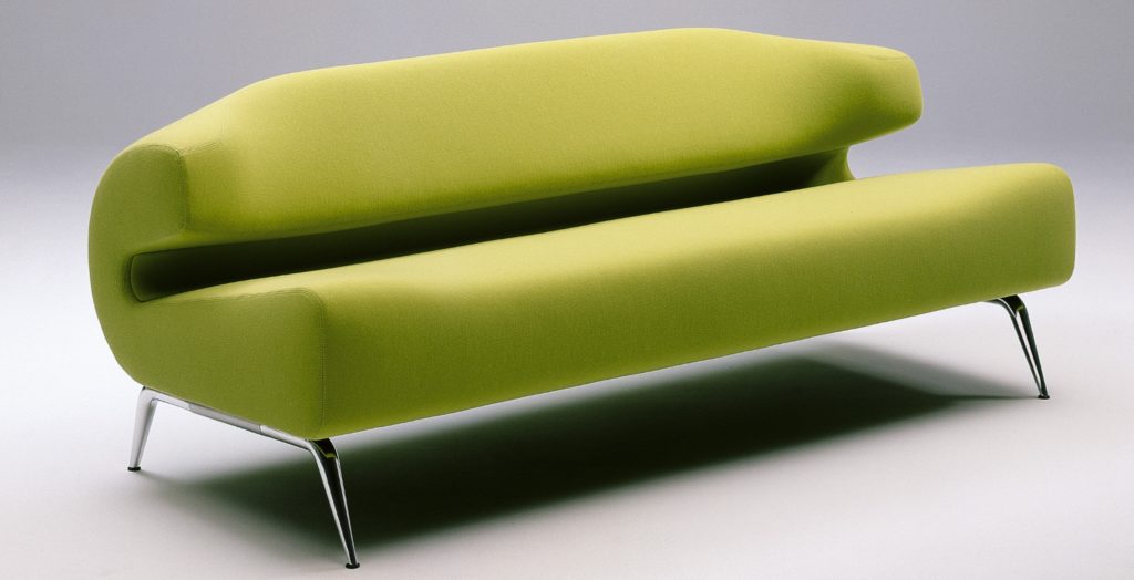 Michiel van der Kley Bird Sofa front view in lime green