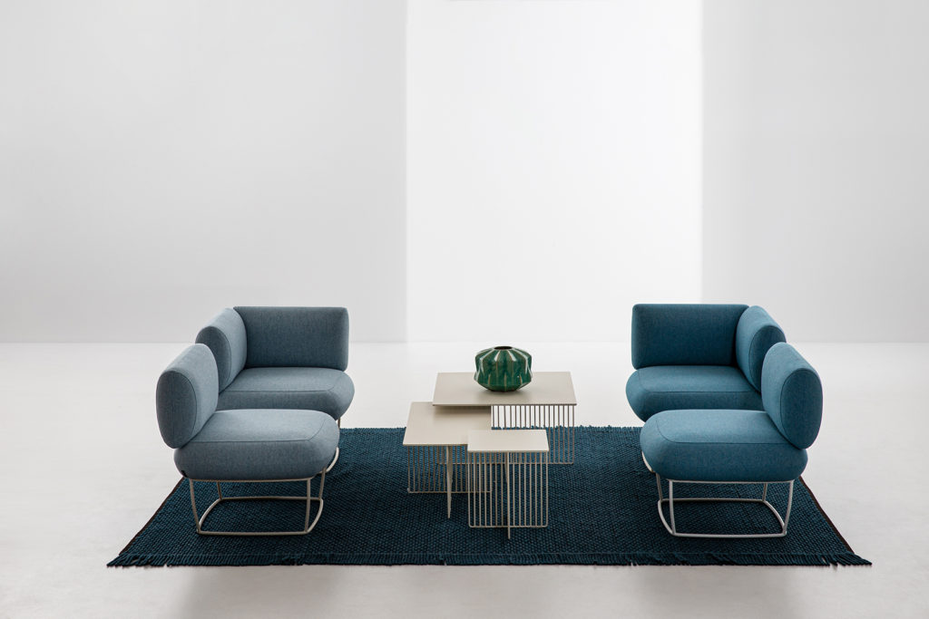 Bernard Seating four chairs blue and light blue in living room