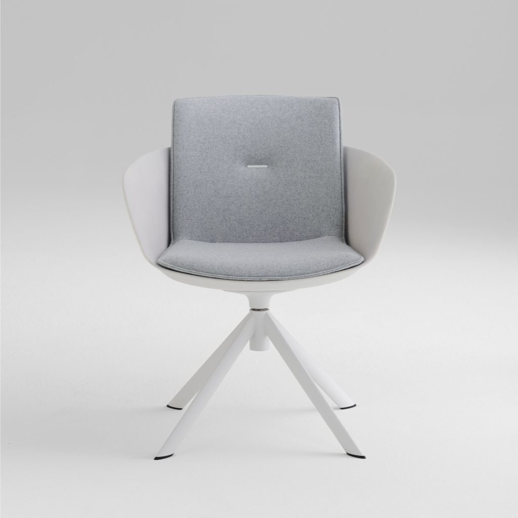 Davis Furniture's Lightwork Seating  gray and white wooden dowel base