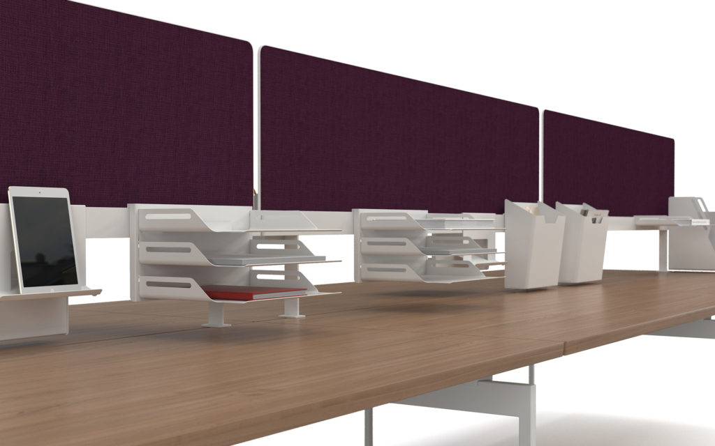 NEW PORT HIGH Desk Partition acoustic fabric in scarlet