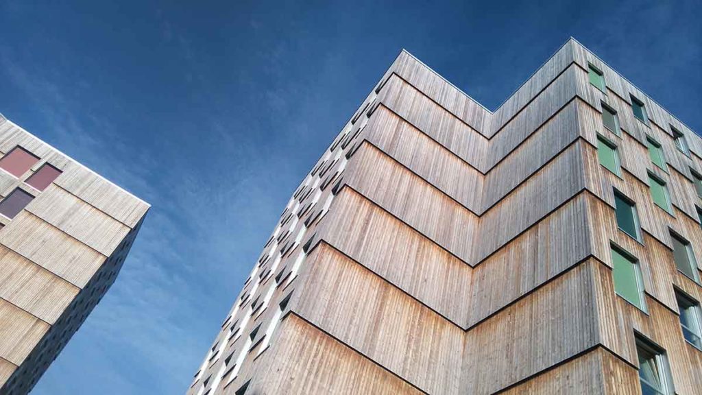 Stora Enso CLT building exterior with wood siding