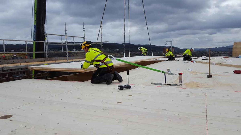 Stora Enso CLT construction scene on roof