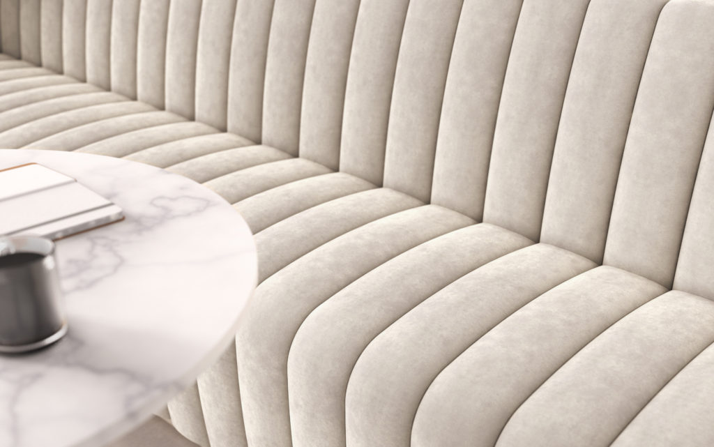 Las Ondas Banquette channeled upholstery detail gray