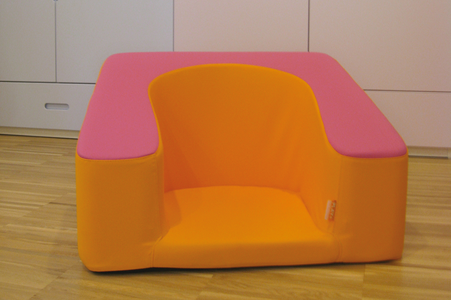 Play+ Furniture soft chair in orange and pink