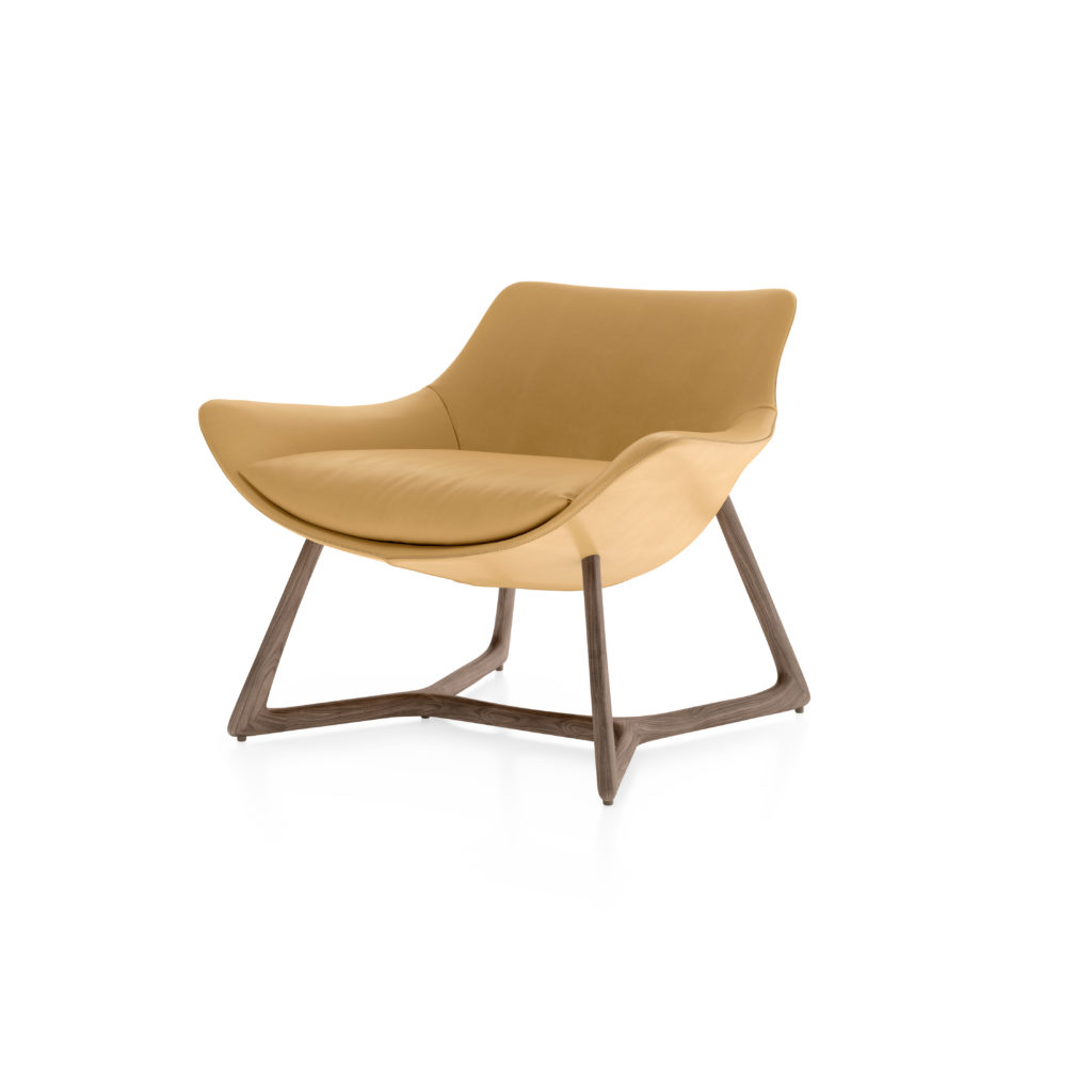 Lyra Chair by Turri angled view in mustard