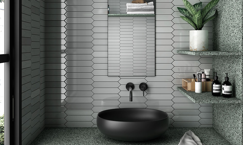 Arrow tile gray in bathroom horizontal 