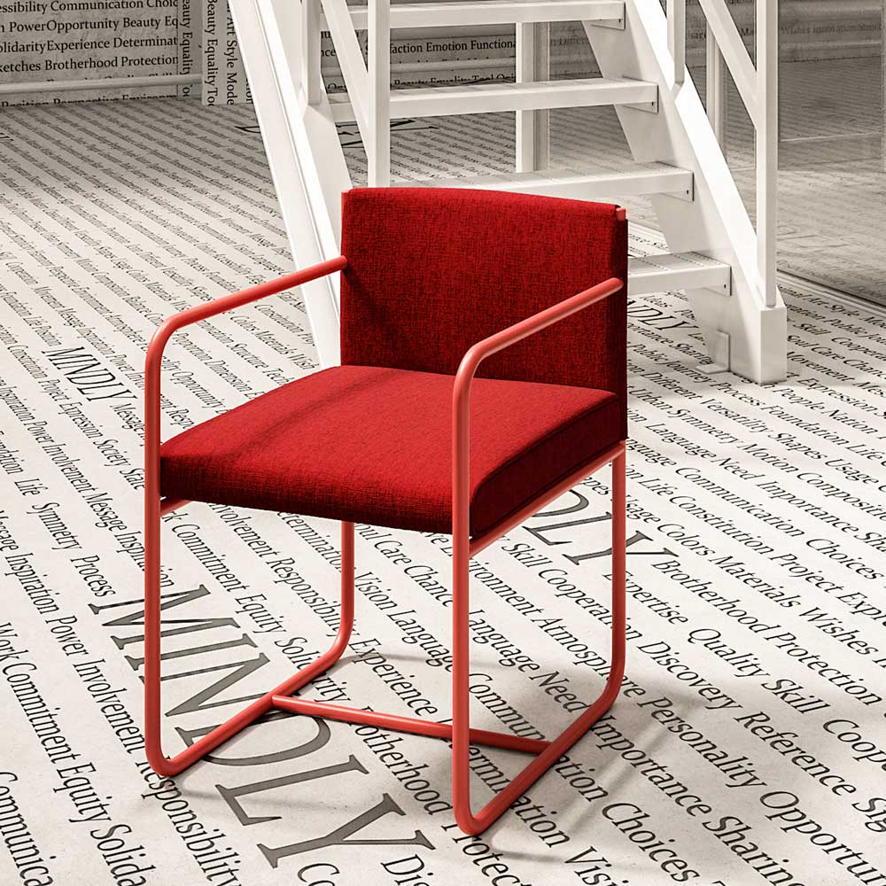 Mindly chair red upholstered multi-purpose chair with metal frame