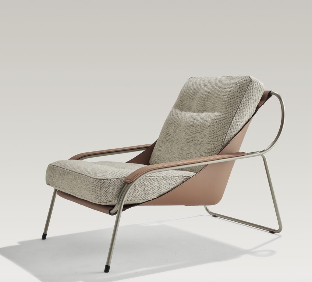 Intimacy Collection Maggiolino Chair in tweed and leather