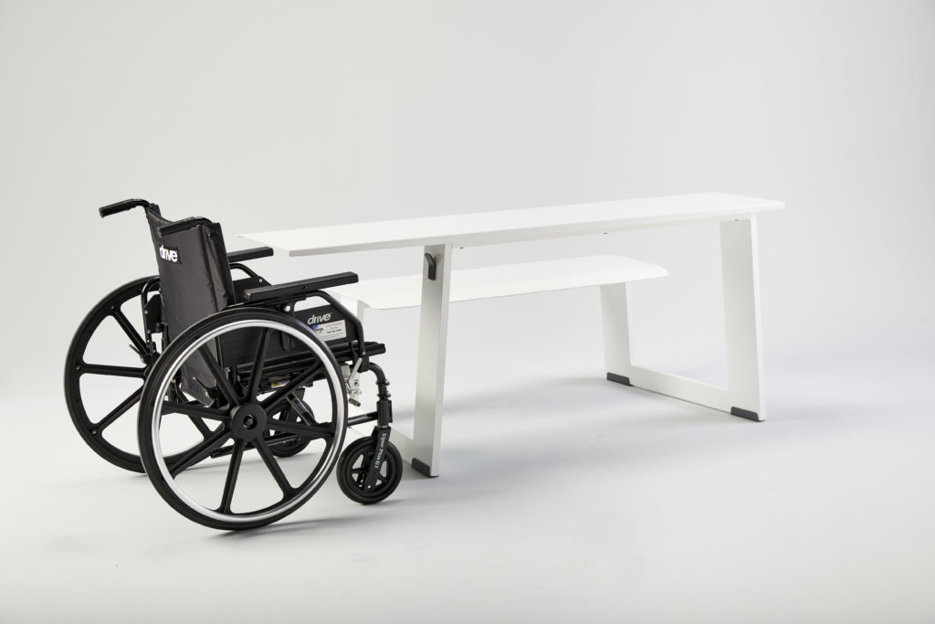 Take-out white triple with wheelchair