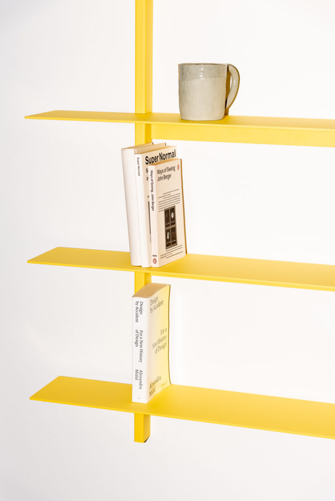 Util Plié wall shelves three shelves in yellow 