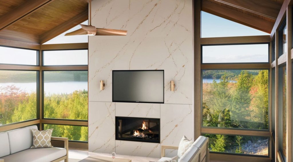 Inverness Collection gold on fireplace surround