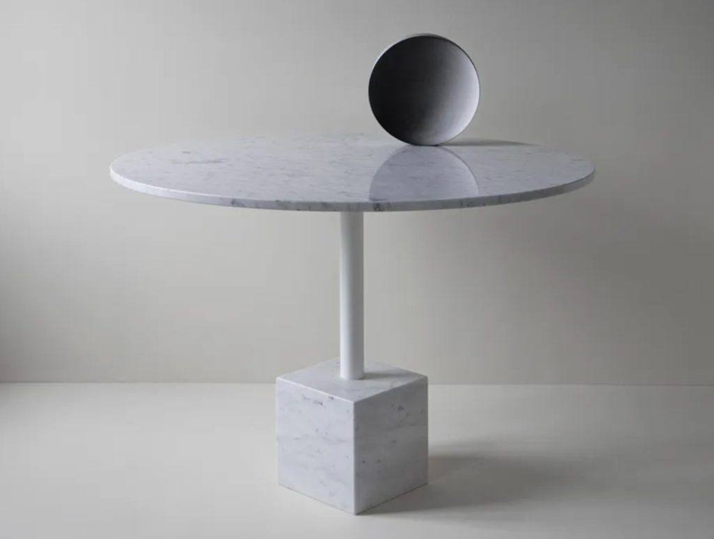 Friends & Founders Knockout Dining Table circular top in marble with heavy marble base