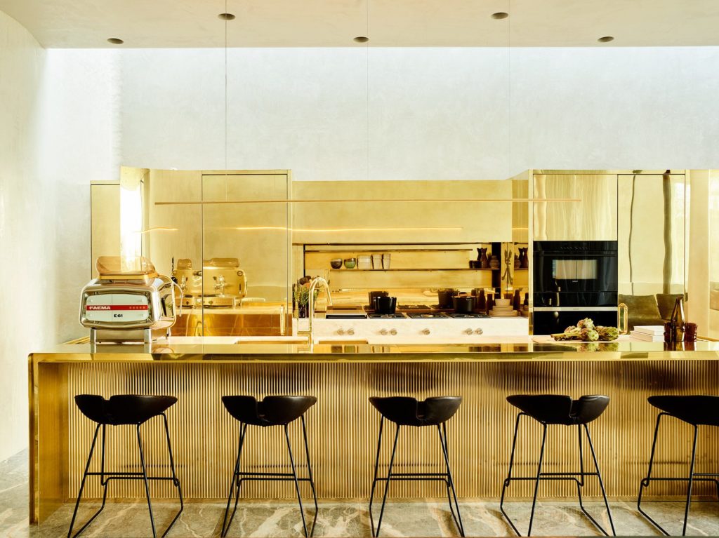 Brass kitchen by Rob Mills Architecture
