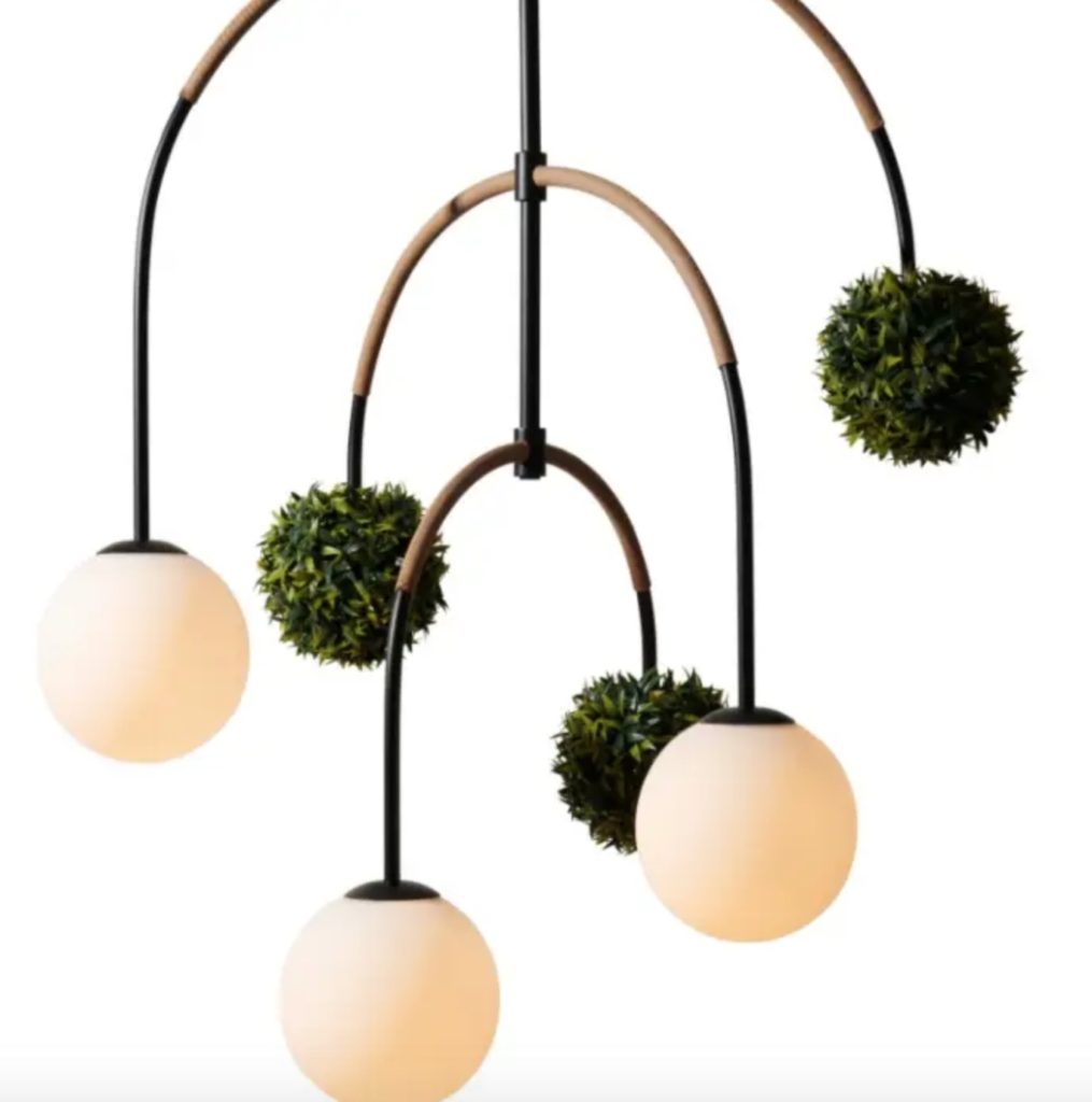 Verdo chandelier with faux greenery