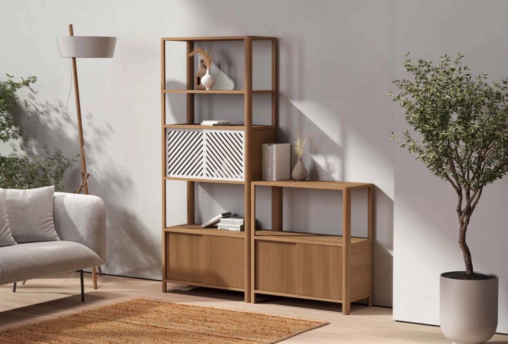 Cloe side by side short and tall module in wood