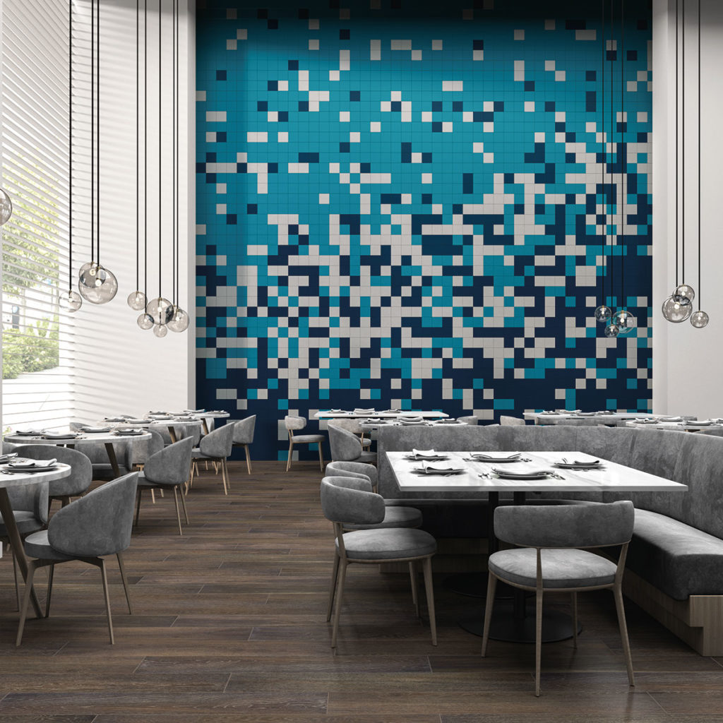 SpecStars Daltile Color Wheel on accent wall in restaurant