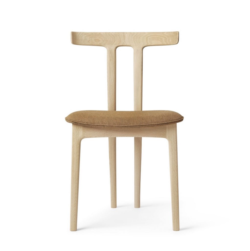 Carl Hansen & Son OW 58 T-Chair front view with tan upholstery
