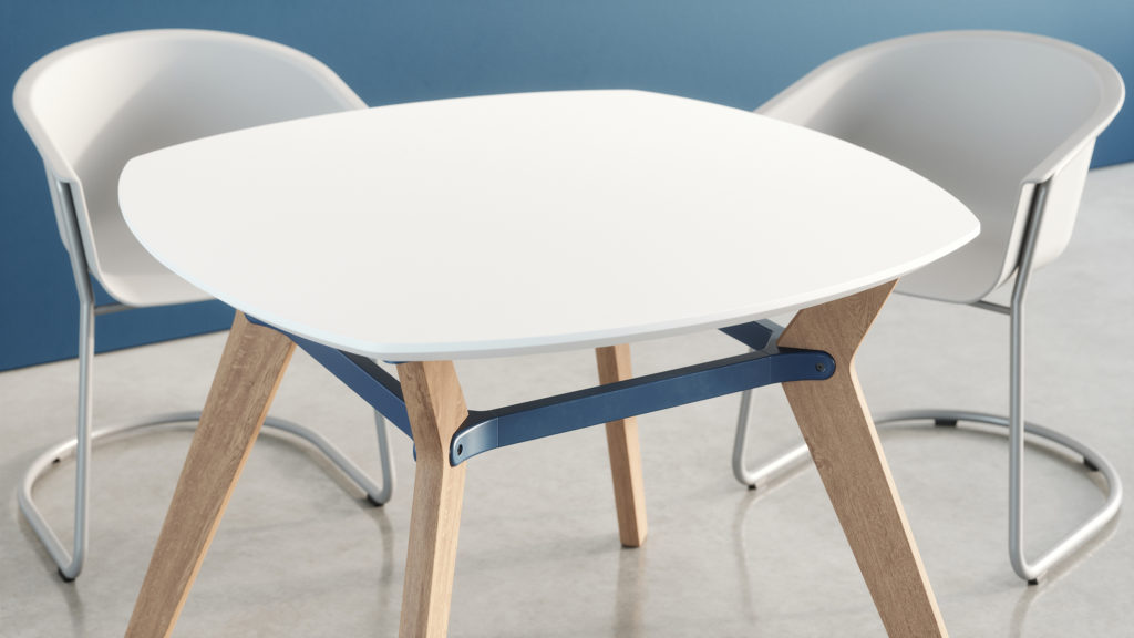 Rang table squircle white top with blue belt