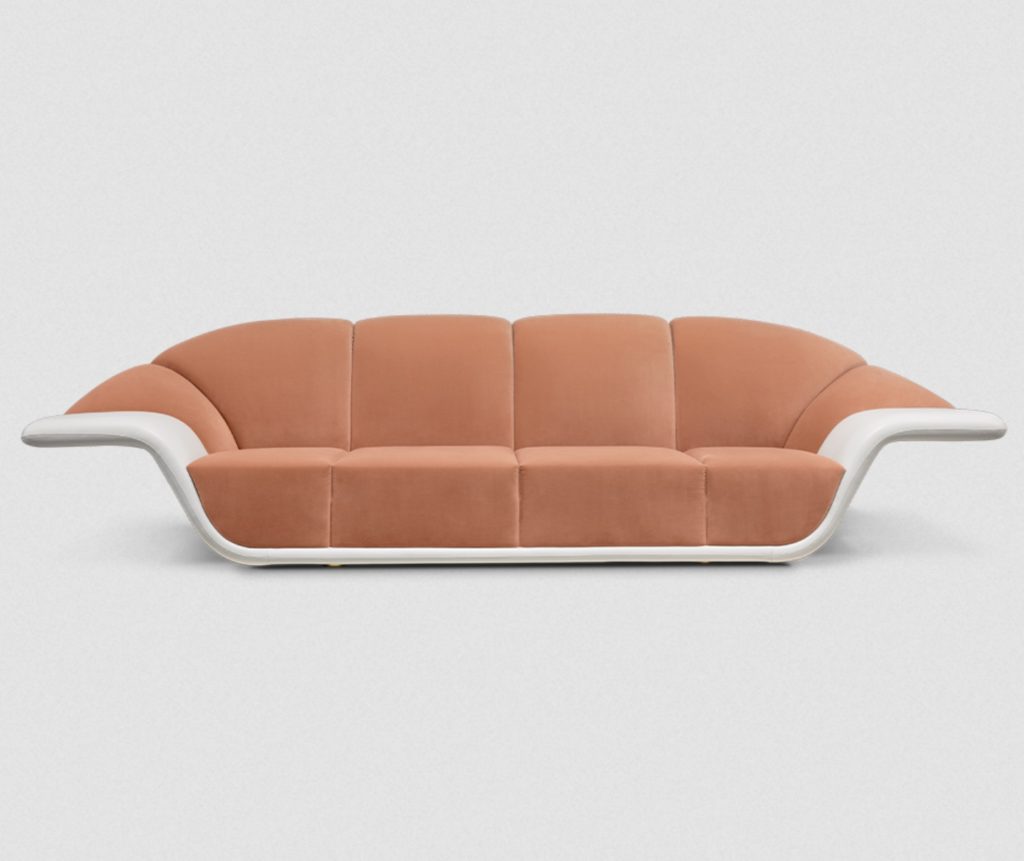 Klaud sofa in rust/salmon and gray