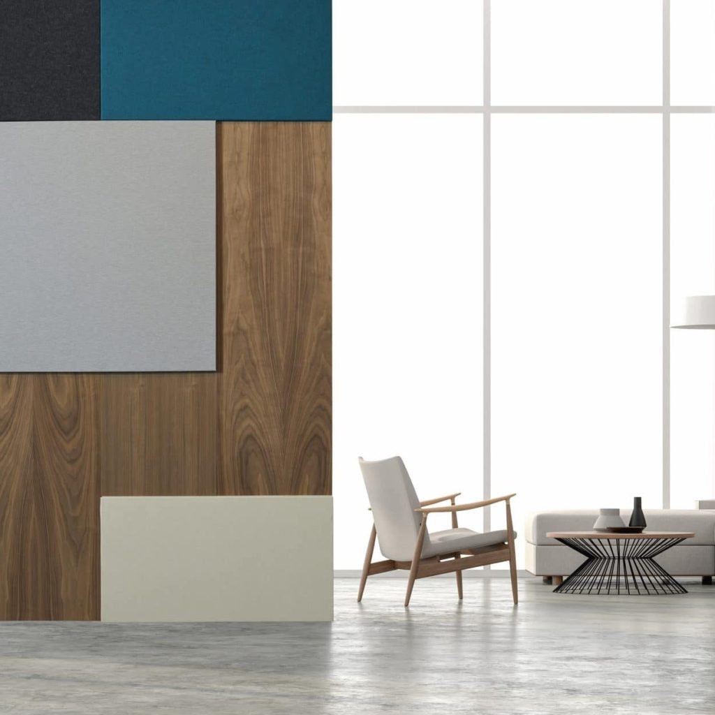 Cambio wall panel partial view in office with wood and metal