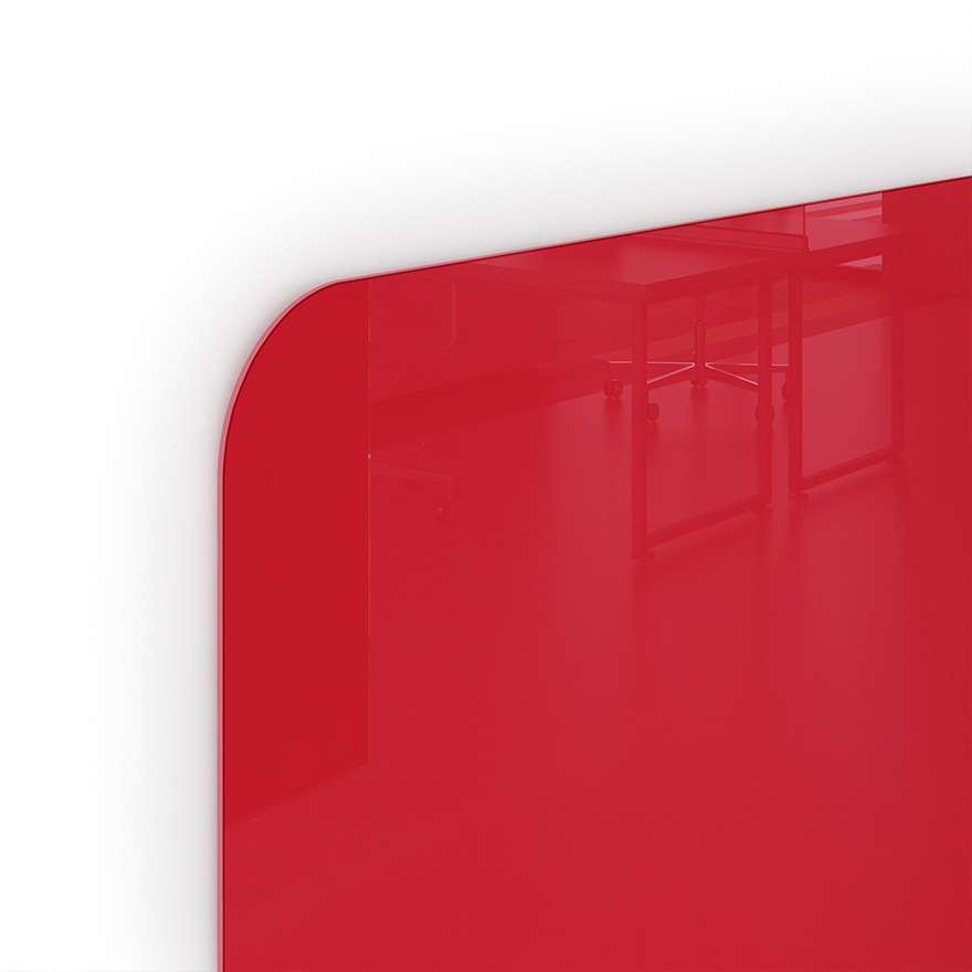 Detail of curved corner in red board