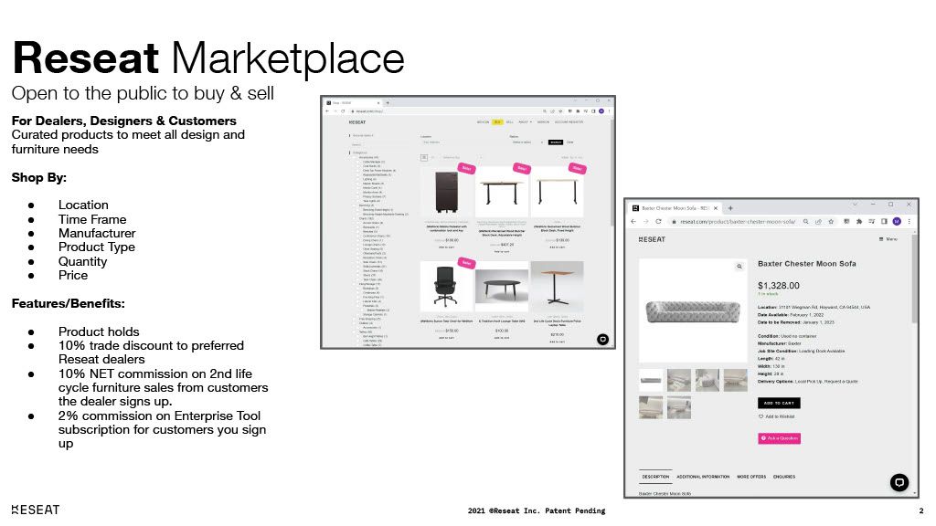 Reseat marketplace example of listings