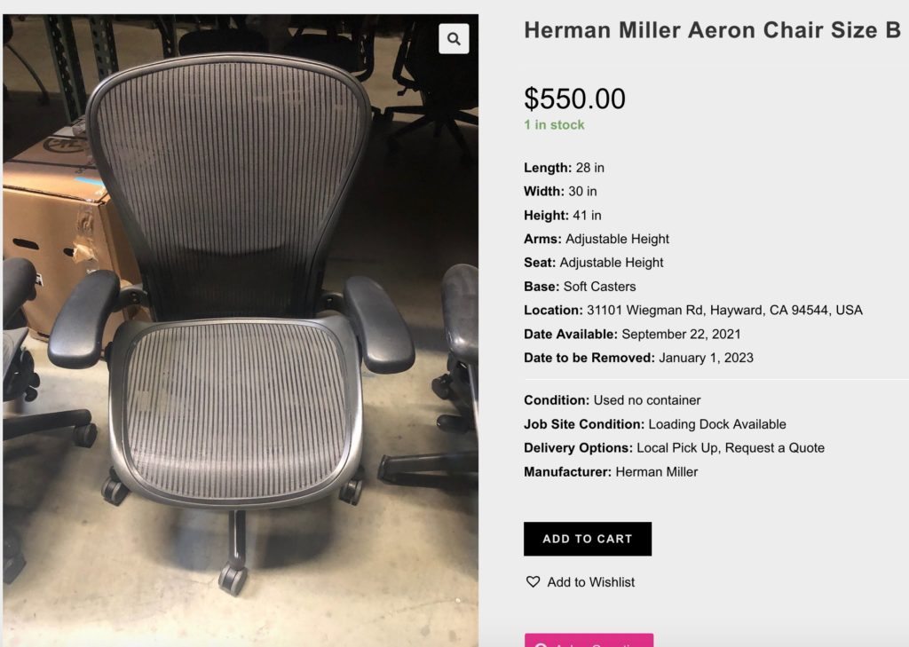 Aeron chair listing