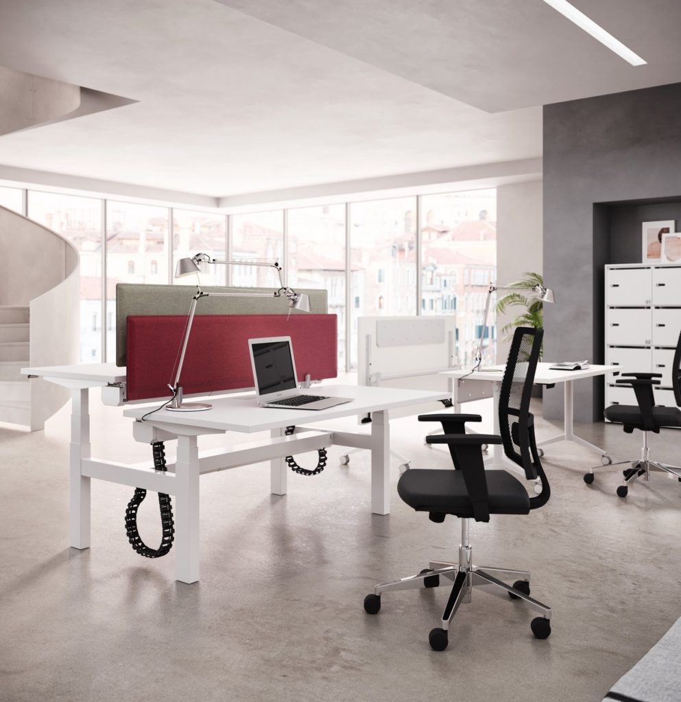 Eidos Pro adjustable desks side by side
