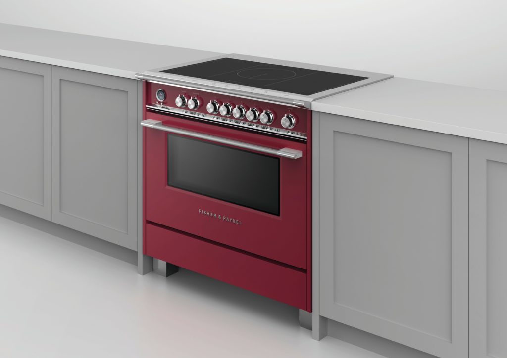 Fisher & Paykel oven with induction cooktop in red