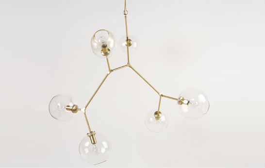 6-globe Branching Bubble, Lindsey Adelman, suspension, chandelier, pendant, brass, lighting