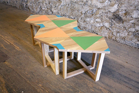 Geometric Tables, Ash Credenza with Storage Unit, Oak Side Table, VOLK
