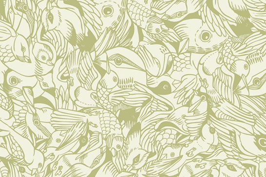 surfaces, textiles, wallpaper, Bird Flurry Pattern Wall Tiles, Julia Sonmi Heglund, Threadless