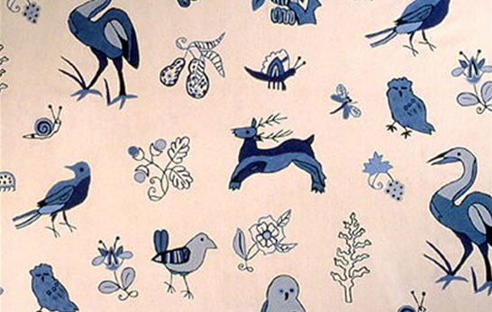 surfaces, textiles, wallpaper, Animal Farm Crewel Embroidery China Blue, Brunschwig & Fils 