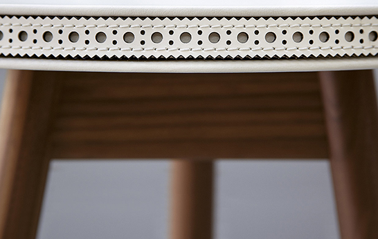 Decorative Leather_ Hospitality Trend_ Brogue table by Bethan Gray