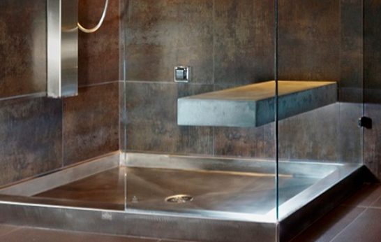 Beautiful Stainless Steel and Copper Shower Pans from Diamond Spas